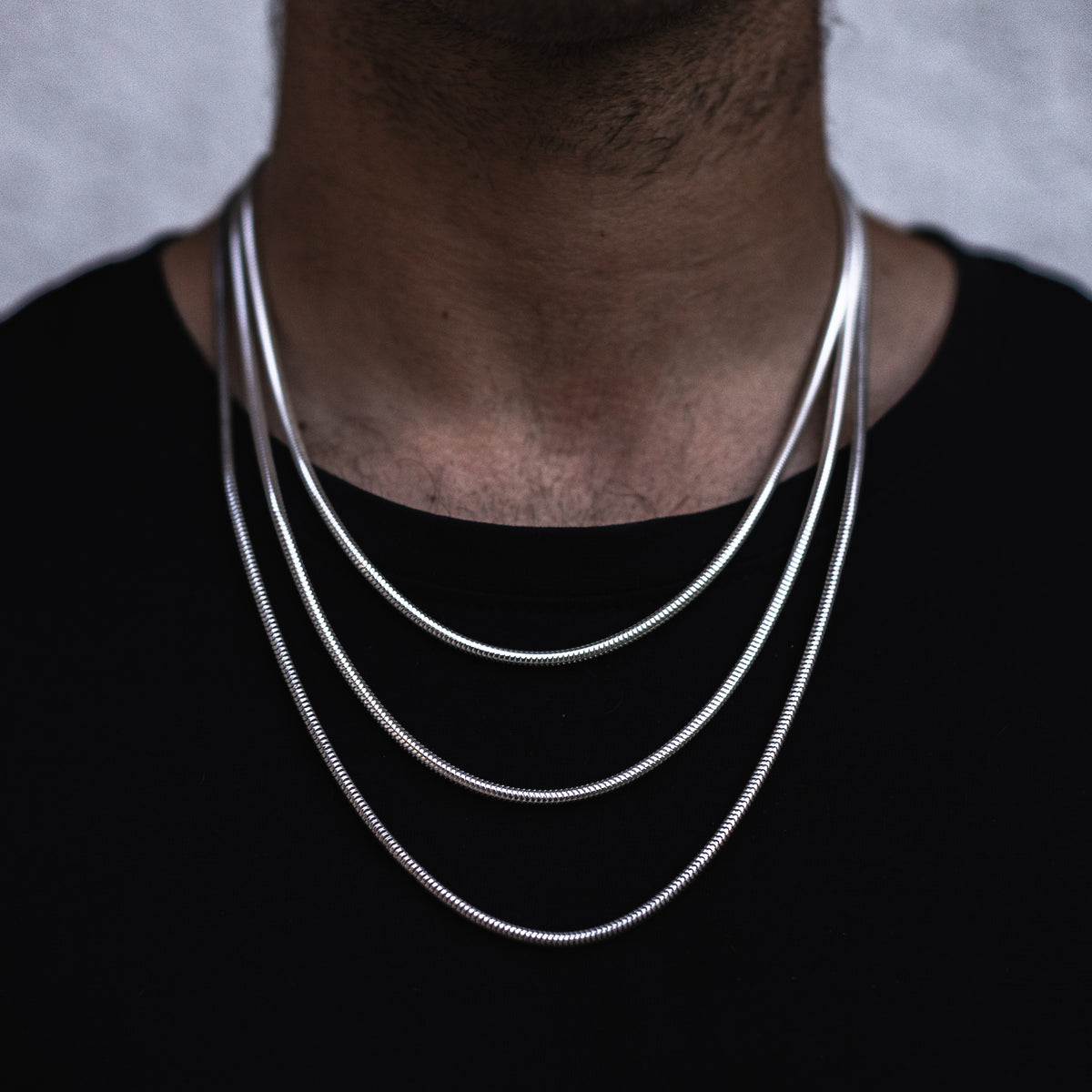 Cadena de plata para hombre Snake 3 mm, plata italiana 925 BOASI