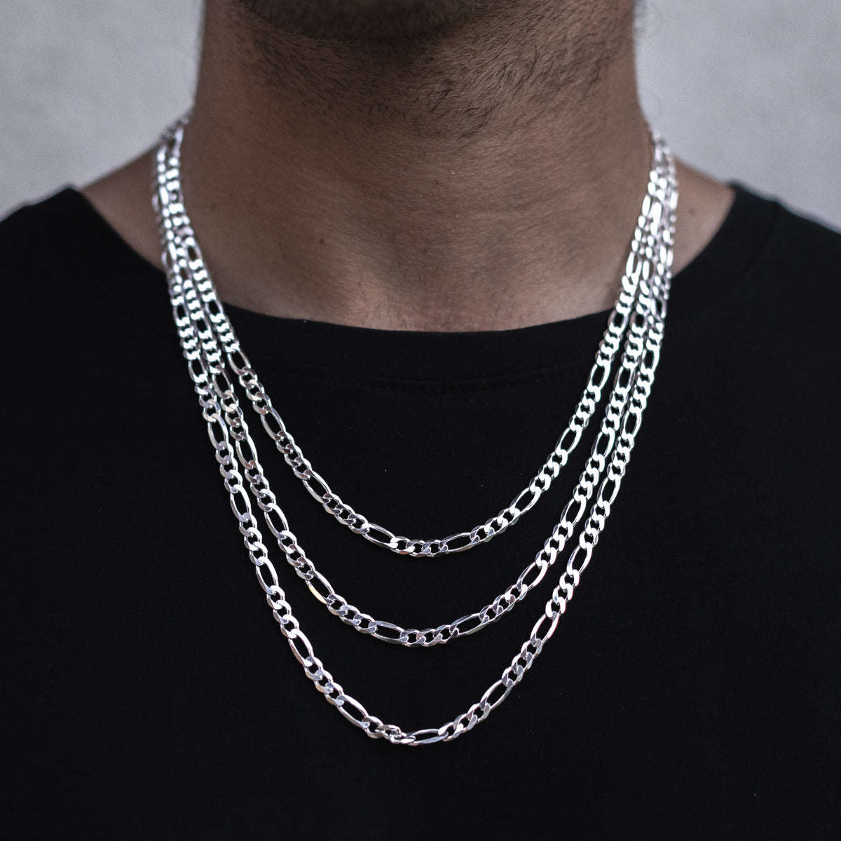 Cadena de plata para hombre Figaro 4,2 mm, plata italiana 925 BOASI