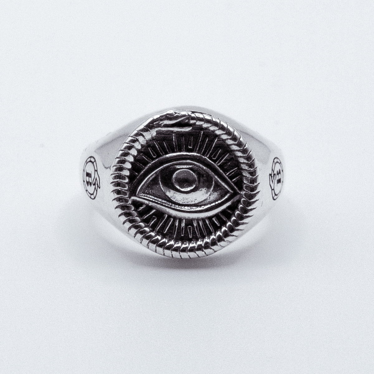 Anillo Snake de plata 925 BOASI, vista lateral con logo
