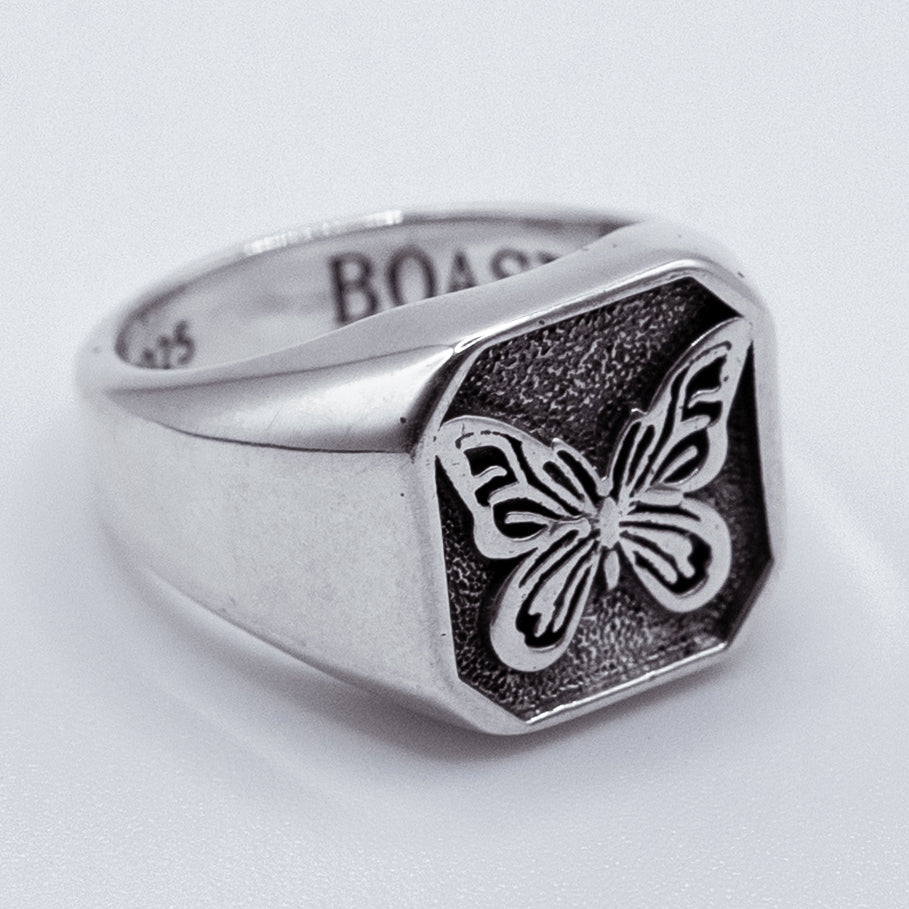 Anillo de plata 925 para hombre y mujer Butterfly con mariposa, BOASI